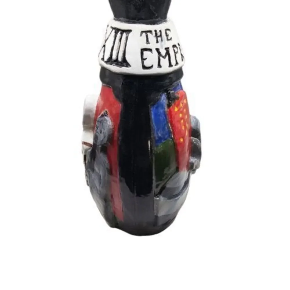 Red & Black Tarot Skeleton Spooky‎ Witch Warlock Handmade Heavy Pottery Vase